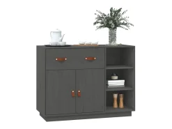Aparador de madera maciza de pino gris 98,5x40x75 cm ES17544