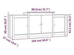 Aparador de madera maciza de pino marrón miel 164x37x68 cm