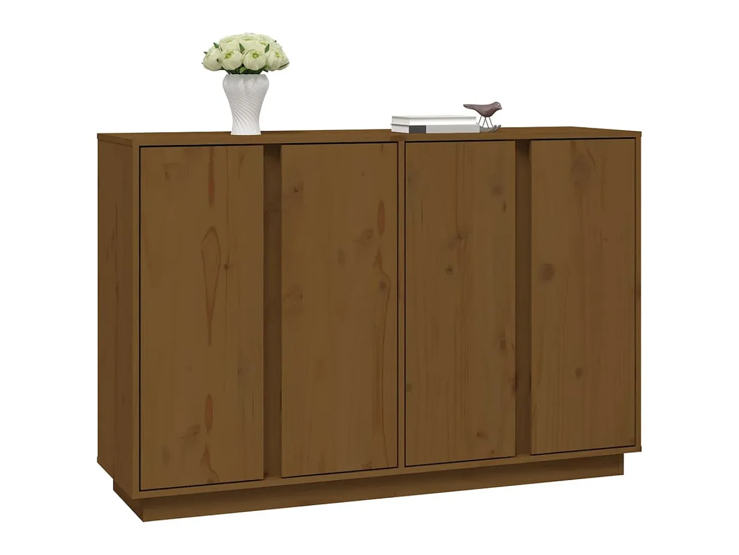 Aparador de madera maciza de pino marrón miel 120x35x80 cm ES80242