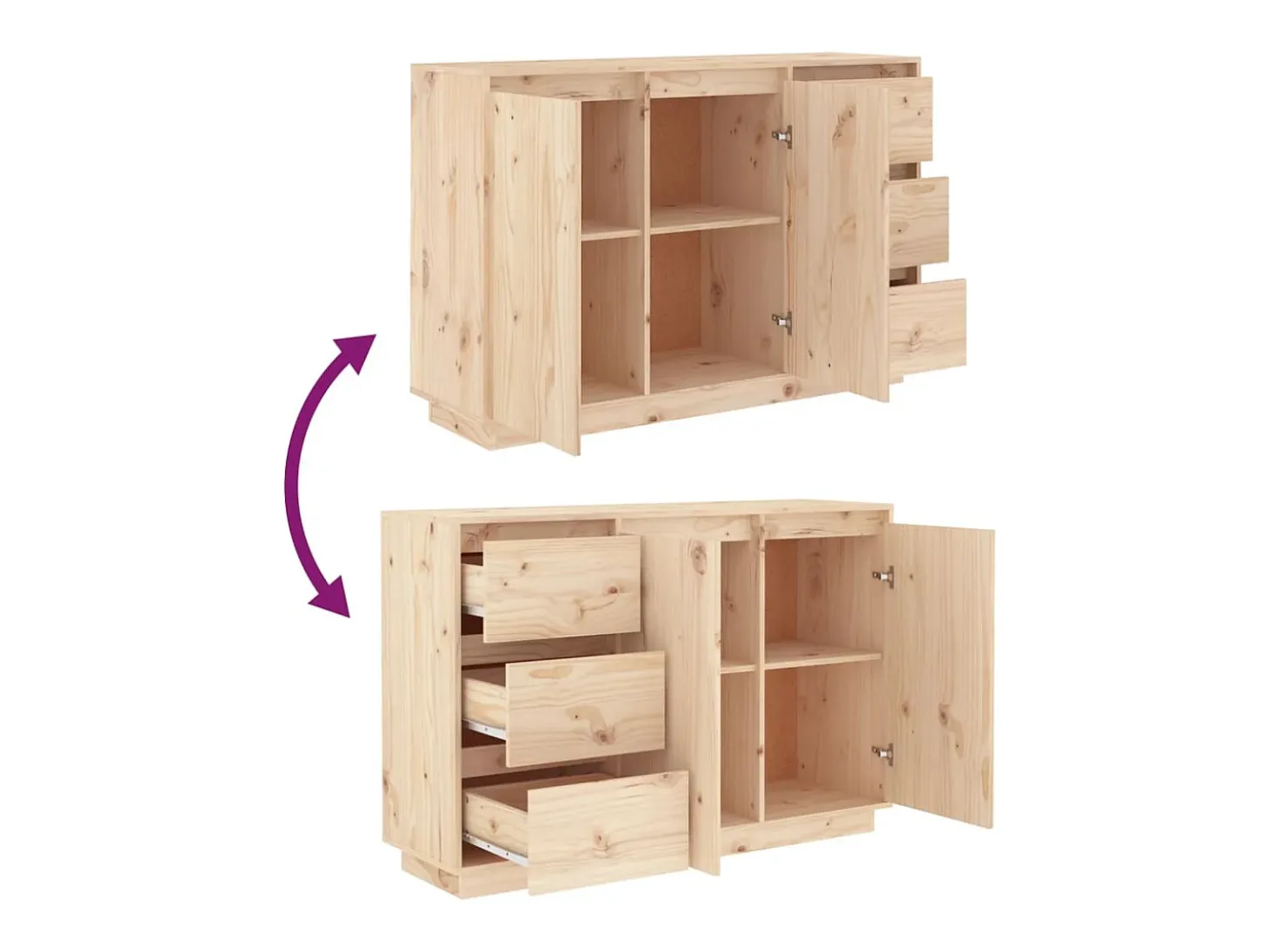 Aparador de madera maciza de pino 111x34x75 cm ES23527