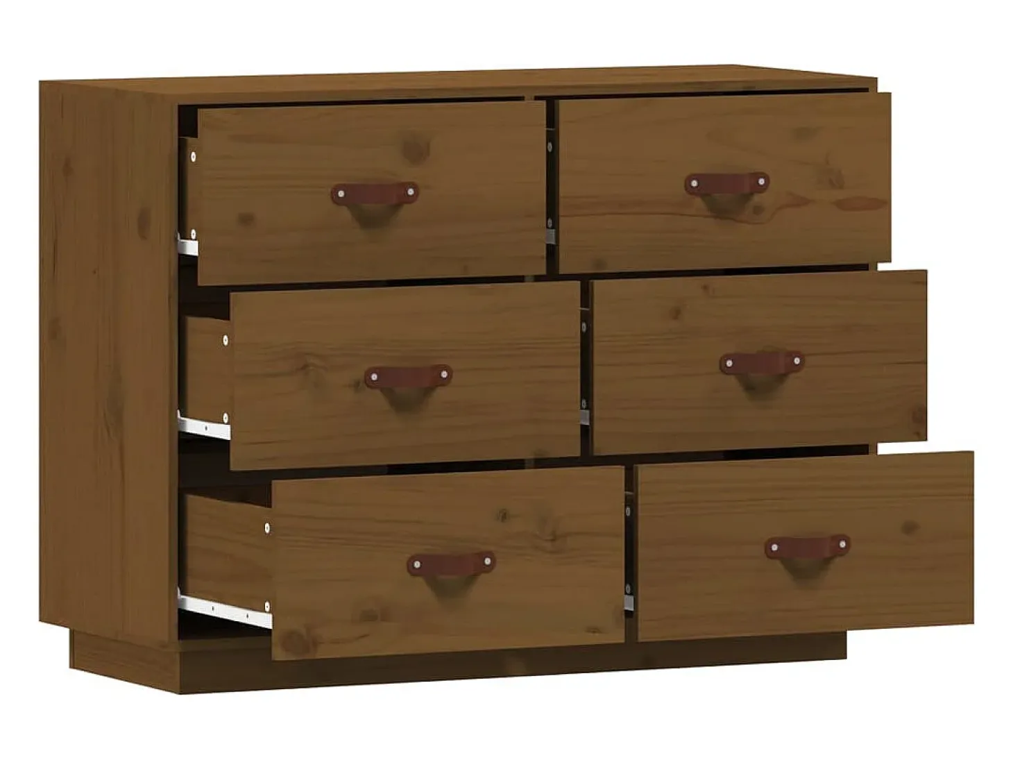 Aparador de madera maciza de pino marrón miel 100x40x75 cm