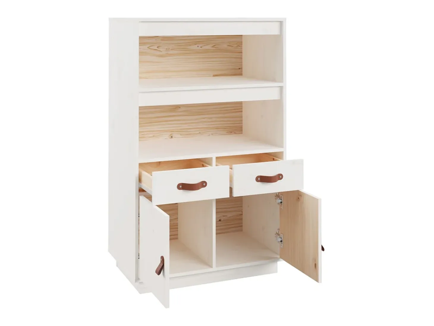 Aparador de madera maciza de pino blanco 67x40x108,5 cm