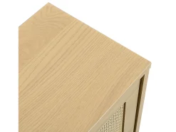 Aparador de madera natural clara con 6 cajones, tiradores de metal, dimensiones 120 x 40 x 76,5 cm