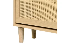Aparador de madera natural clara con 6 cajones, tiradores de metal, dimensiones 120 x 40 x 76,5 cm