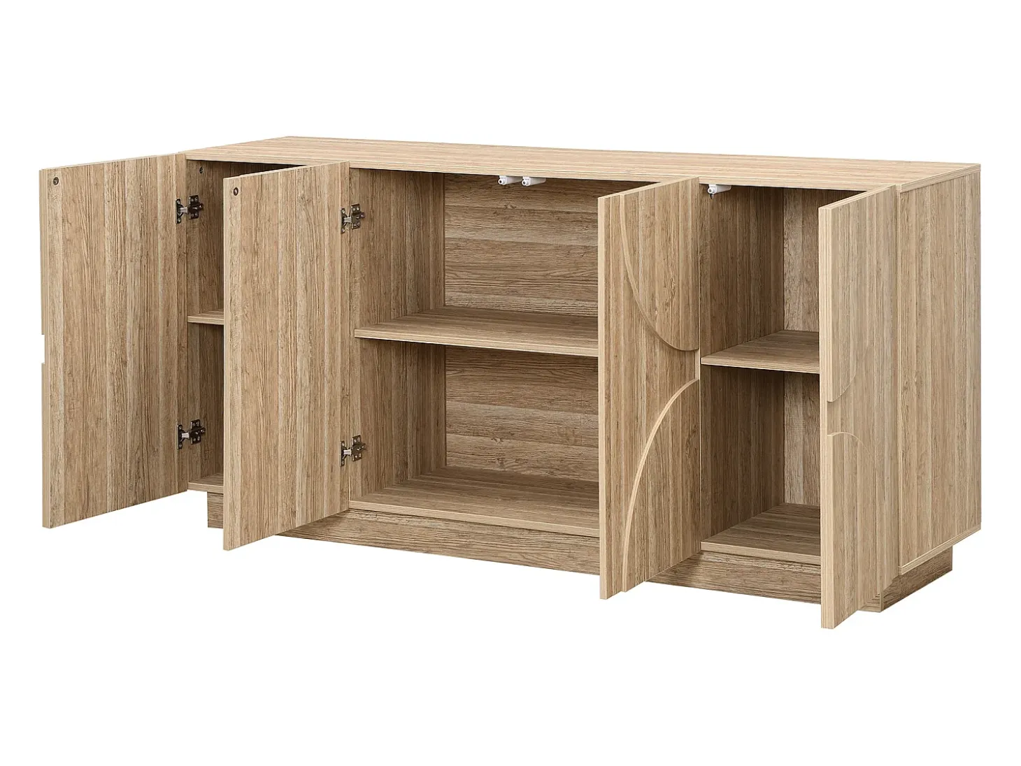Aparador de madera natural con estantes, estilo reboteador, perfecto para la sala de estar o la cocina.