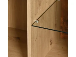 Aparador de madera y negro con LED, 3 cajones y divisores abiertos - para salón y comedor