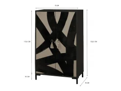 Aparador de MDF con 2 puertas decorativas con motivo gráfico en negro y topo