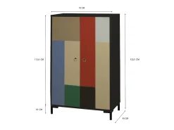 Aparador de MDF con 2 puertas decorativas con bloques en color teja, beige, azul y verde