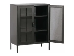 Aparador de metal acero 102 x 80 x 40 cm negro 03_0006610