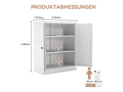 Aparador de metal blanco de 88 cm con estantes ajustables, unidad de almacenaje independiente, para cocina y salón