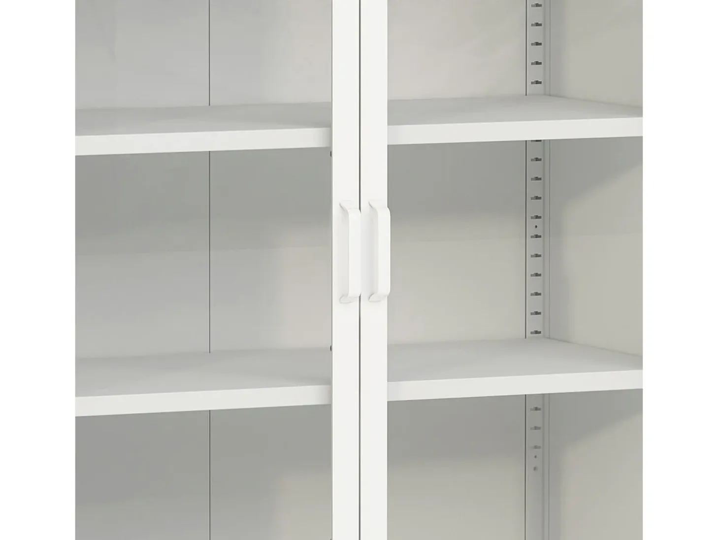 Aparador de metal con puertas de cristal acero vidrio templado 102 x 80 x 40 cm blanco 03_0006607