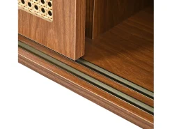 Aparador de ratán con 3 cajones y 3 puertas - Estantes ajustables - Madera - Nogal (120x40x78cm)