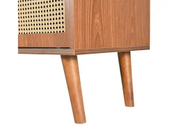 Aparador de ratán con 3 cajones y 3 puertas - Estantes ajustables - Madera - Nogal (120x40x78cm)