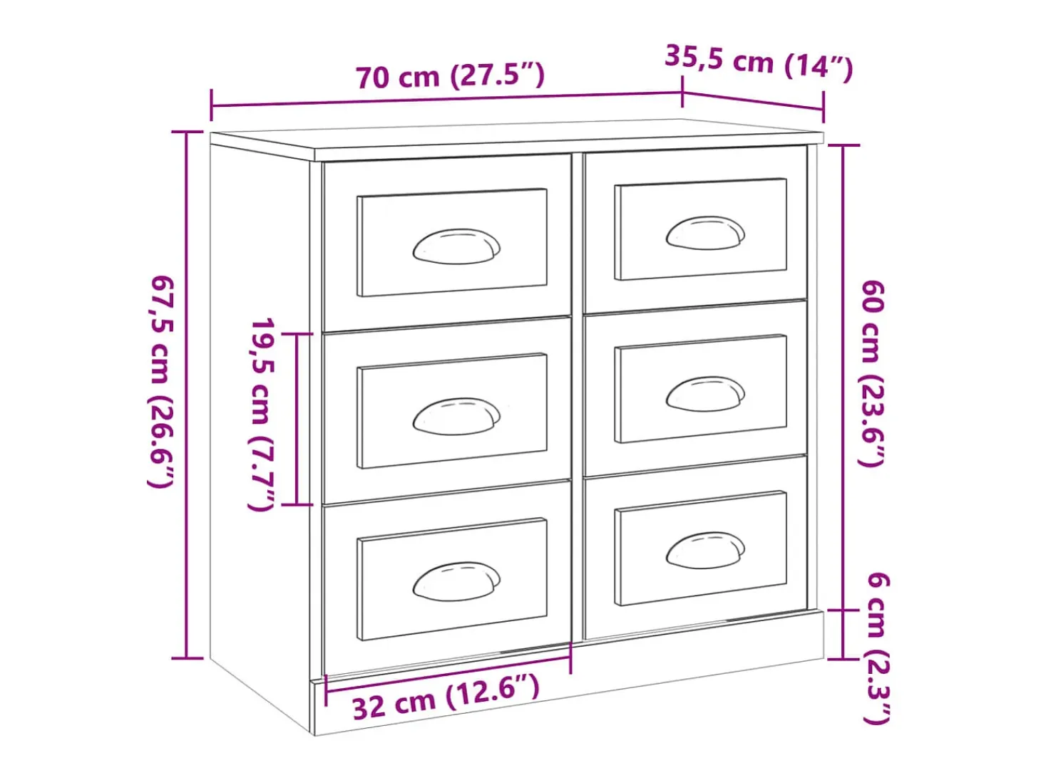 Aparador de roble ahumado 70x35,5x67,5 cm madera de ingeniería