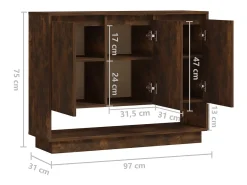 Aparador de roble ahumado 97x31x75 cm Madera de ingeniería
