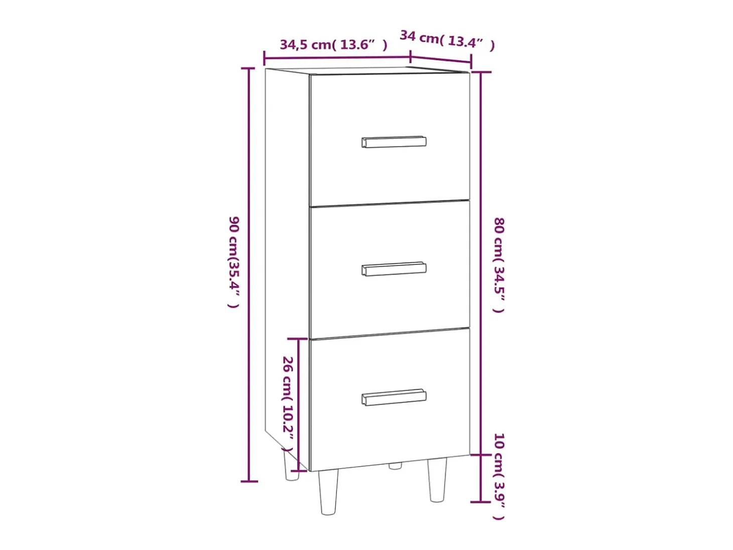 Aparador de roble ahumado 34,5x34x90 cm Madera de ingeniería