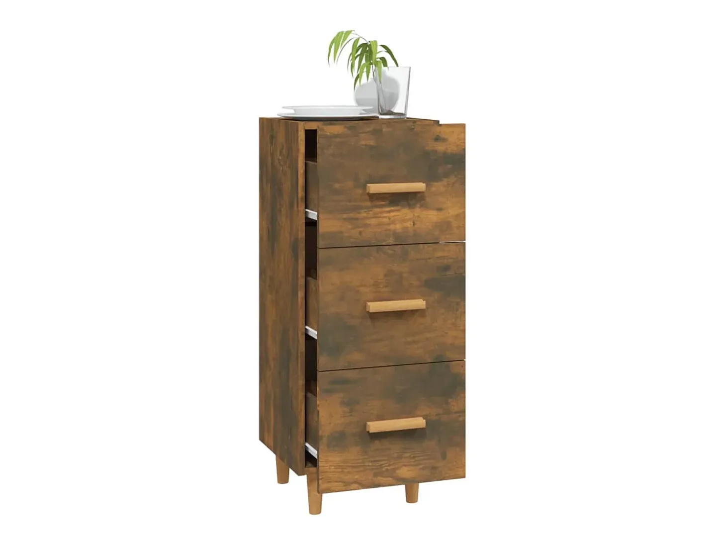 Aparador de roble ahumado 34,5x34x90 cm Madera de ingeniería