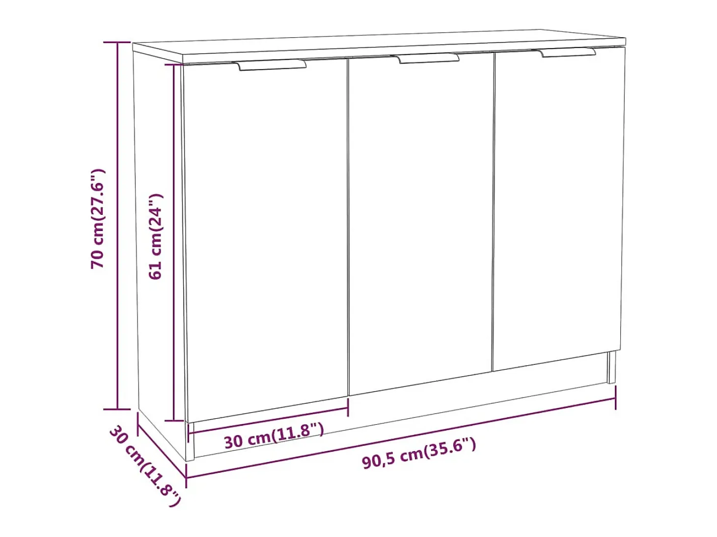 Aparador de roble ahumado 90,5x30x70 cm Madera de ingeniería
