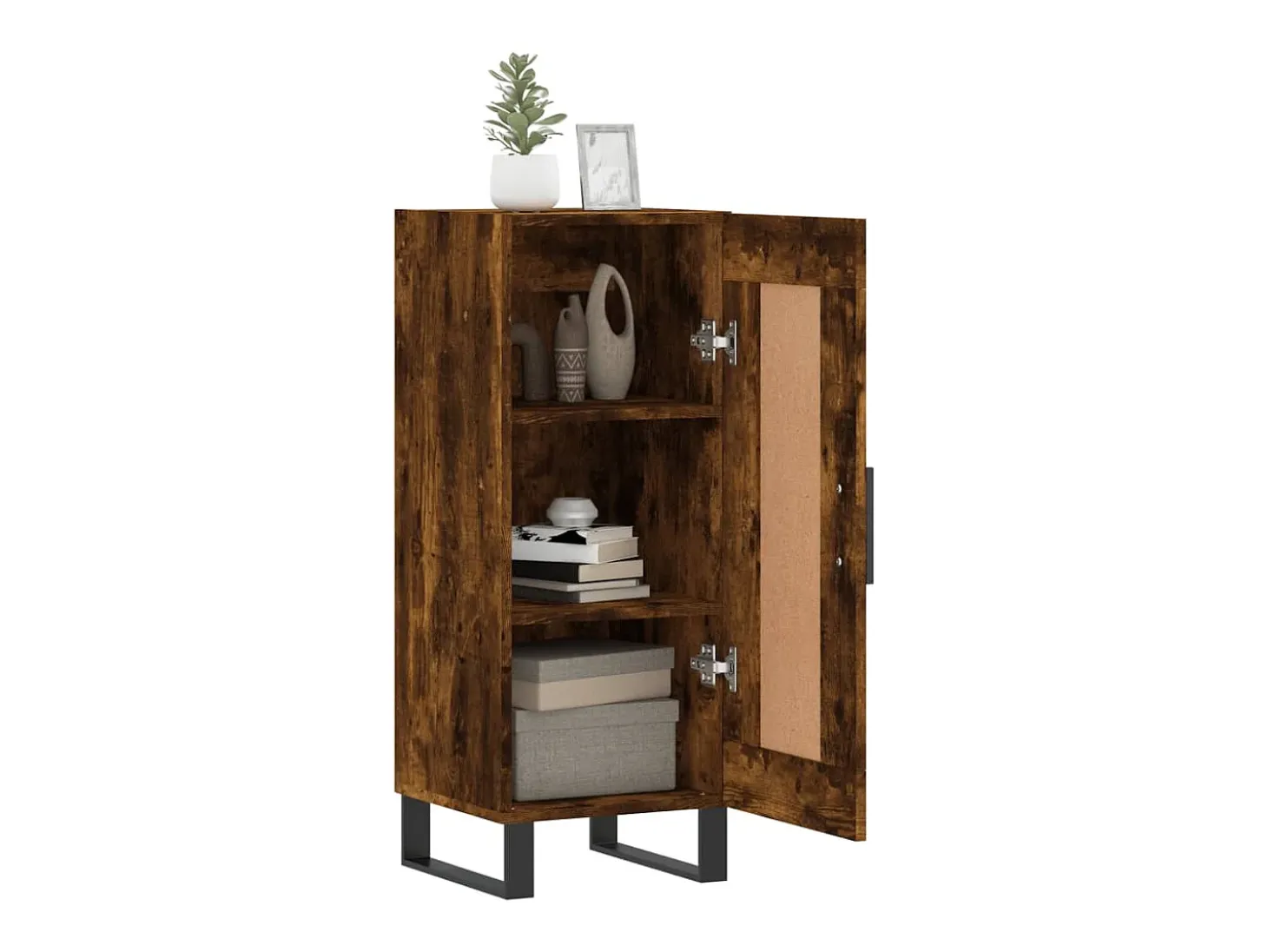Aparador de roble ahumado 34,5x34x90 cm Madera de ingeniería