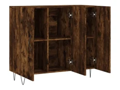 Aparador de roble ahumado 90x34x80 cm madera de ingeniería