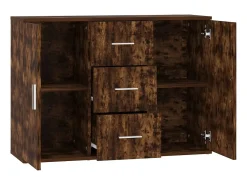 Aparador de roble ahumado 91x29,5x65 cm Madera de ingeniería