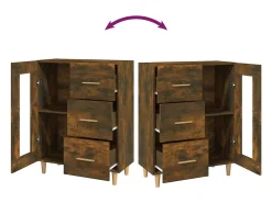 Aparador de roble ahumado 69,5x34x90 cm madera de ingeniería