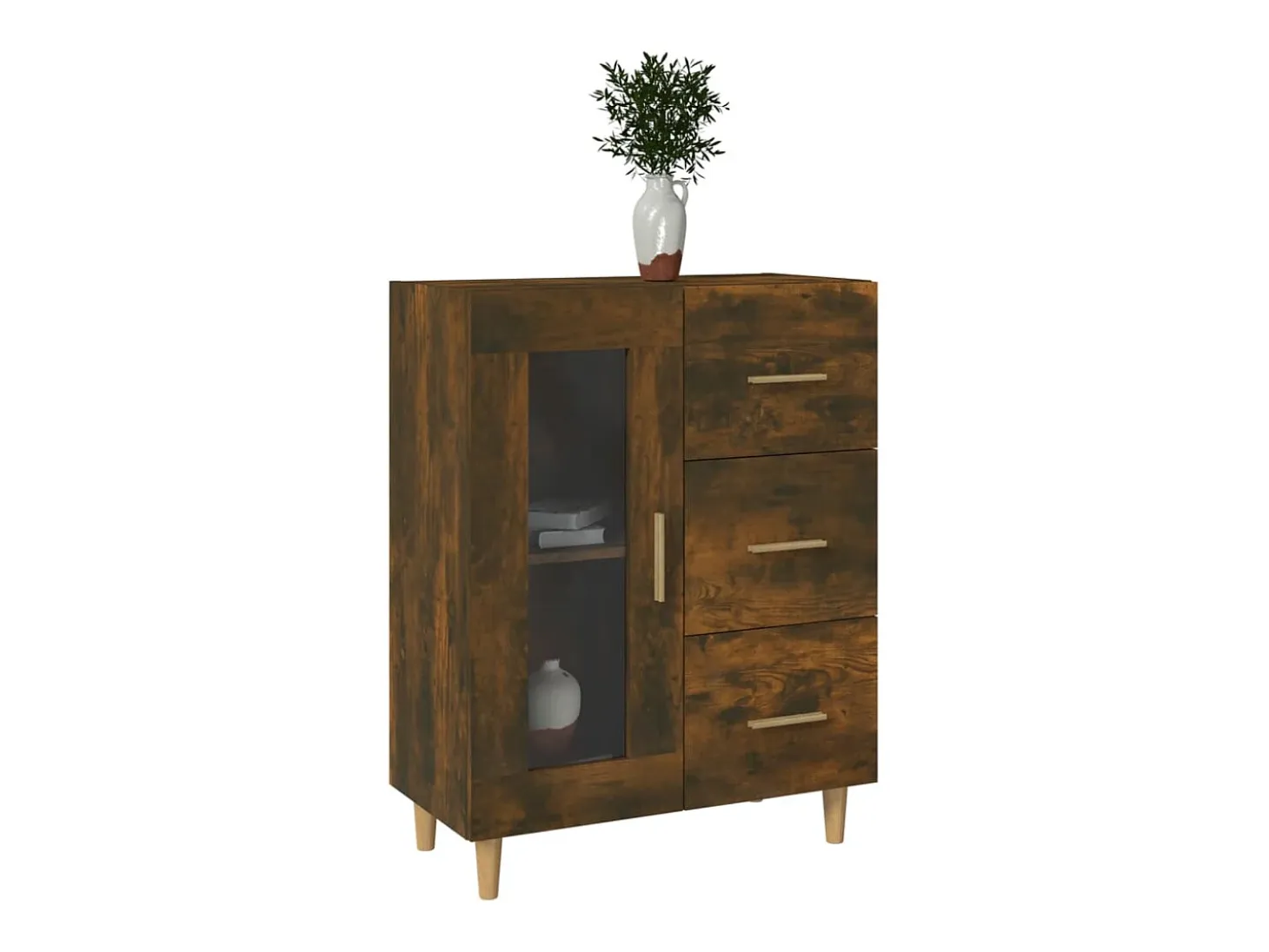 Aparador de roble ahumado 69,5x34x90 cm madera de ingeniería
