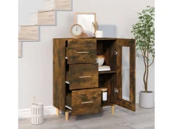 Aparador de roble ahumado 69,5x34x90 cm madera de ingeniería