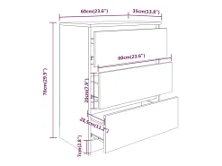 Aparador de roble ahumado 60x35x76 cm Madera de ingeniería