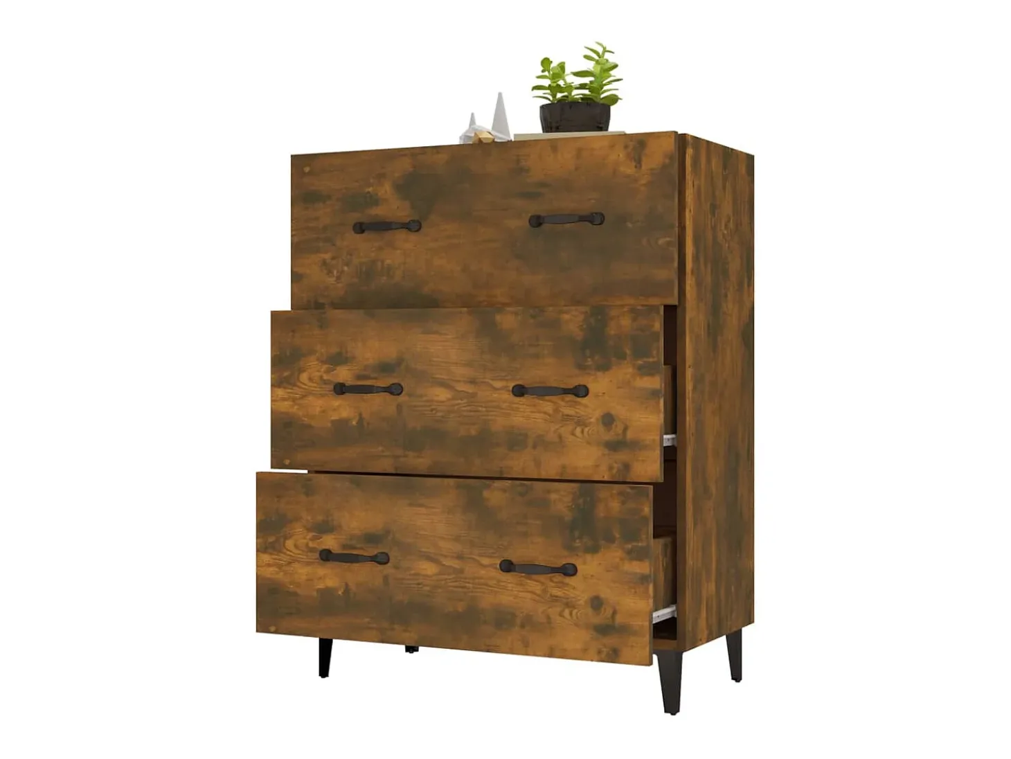 Aparador de roble ahumado 69,5x34x90 cm madera de ingeniería