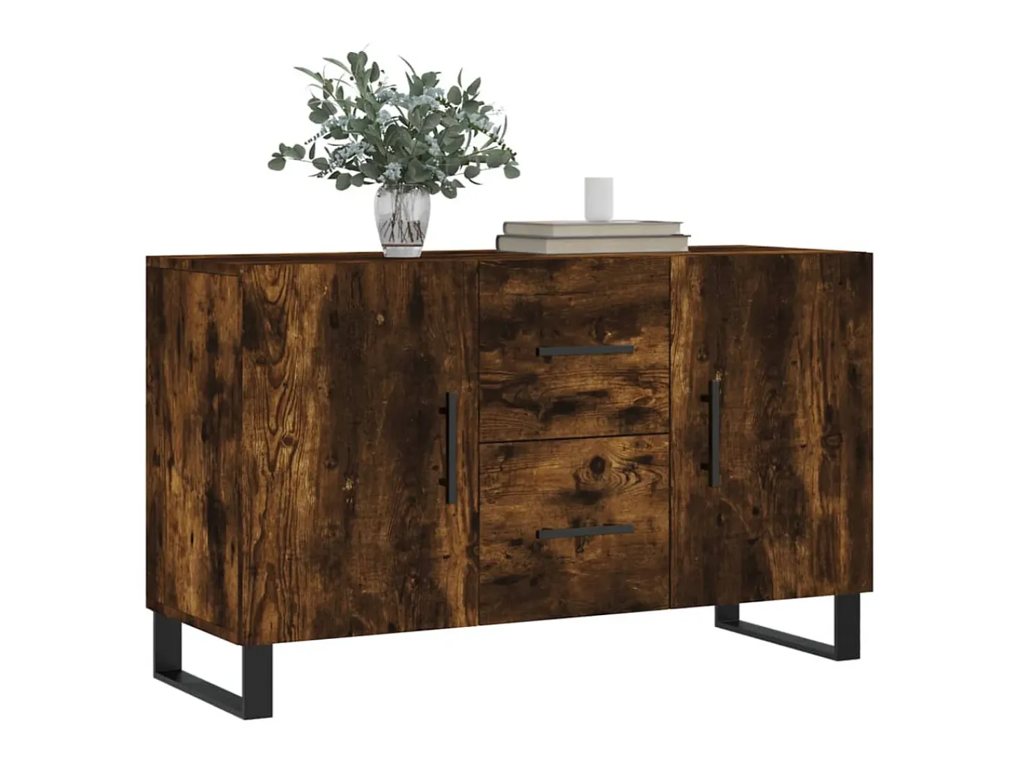 Aparador de roble ahumado 100x36x60 cm madera de ingeniería