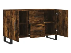 Aparador de roble ahumado 100x36x60 cm madera de ingeniería