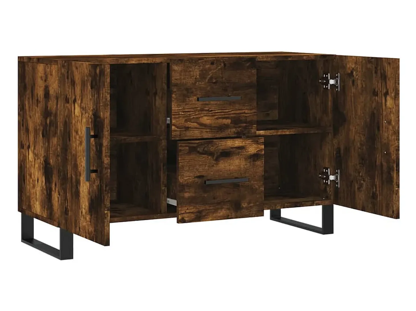 Aparador de roble ahumado 100x36x60 cm madera de ingeniería