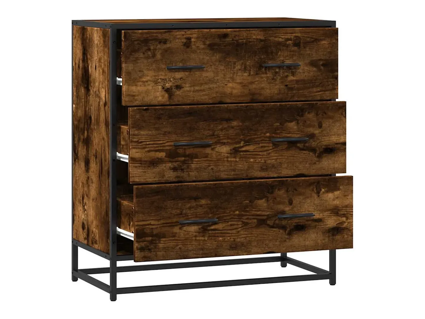 Aparador de roble ahumado 68x35x76 cm madera contrachapada y metal
