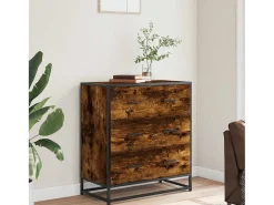 Aparador de roble ahumado 68x35x76 cm madera contrachapada y metal