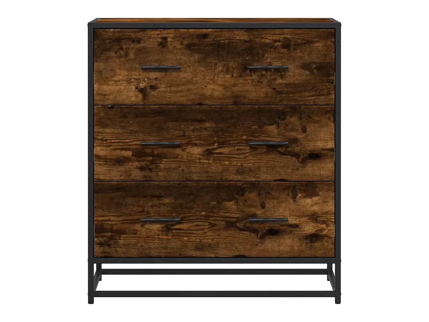 Aparador de roble ahumado 68x35x76 cm madera contrachapada y metal