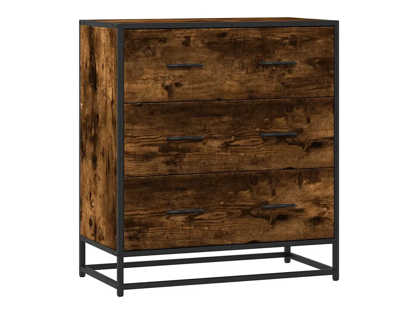 Aparador de roble ahumado 68x35x76 cm madera contrachapada y metal
