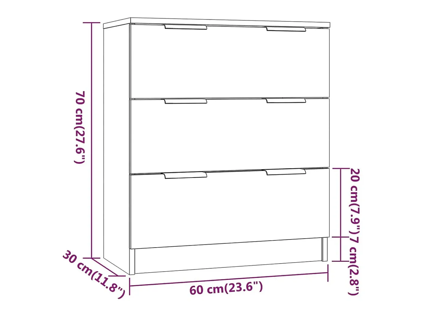 Aparador de roble ahumado 60x30x70 cm Madera de ingeniería