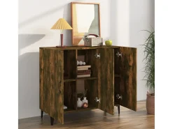 Aparador de roble ahumado 90x34x80 cm madera de ingeniería