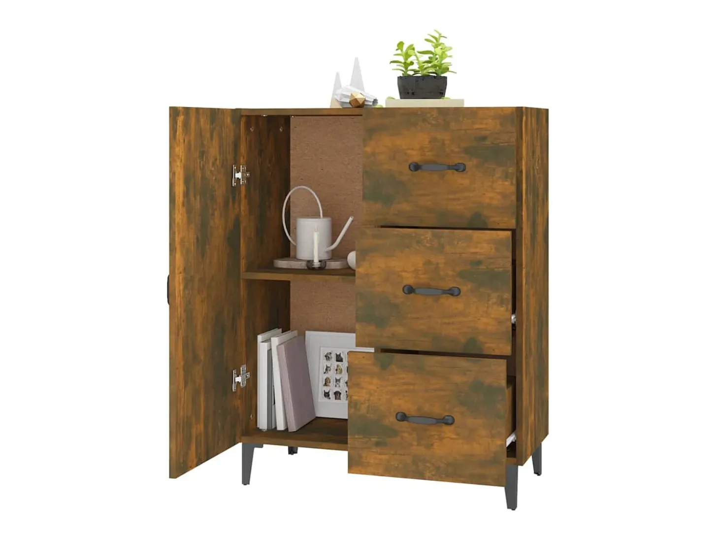 Aparador de roble ahumado 69,5x34x90 cm madera de ingeniería