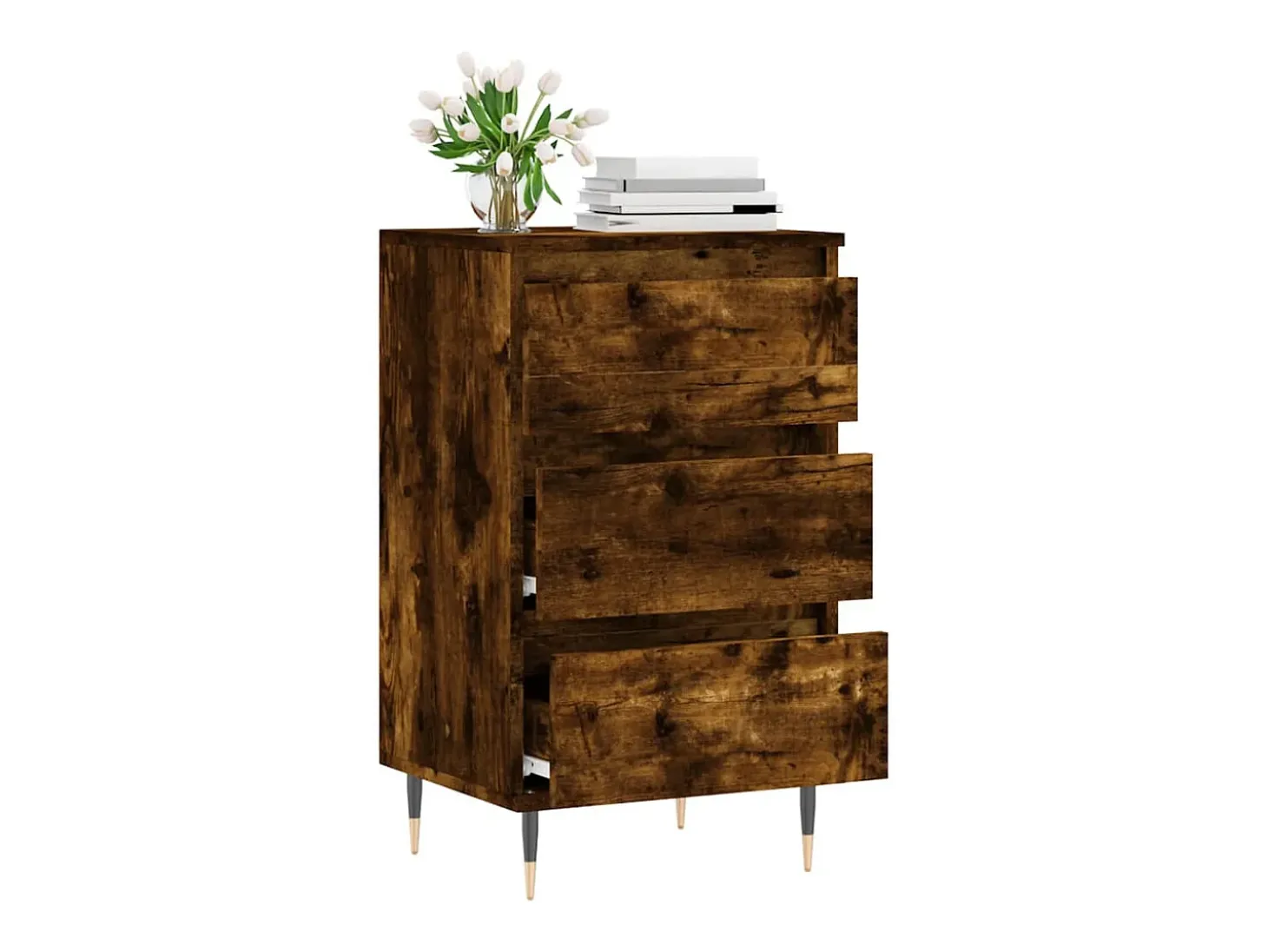 Aparador de roble ahumado 40x35x70 cm madera de ingeniería