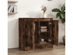 Aparador de roble ahumado 70x35,5x67,5 cm madera de ingeniería