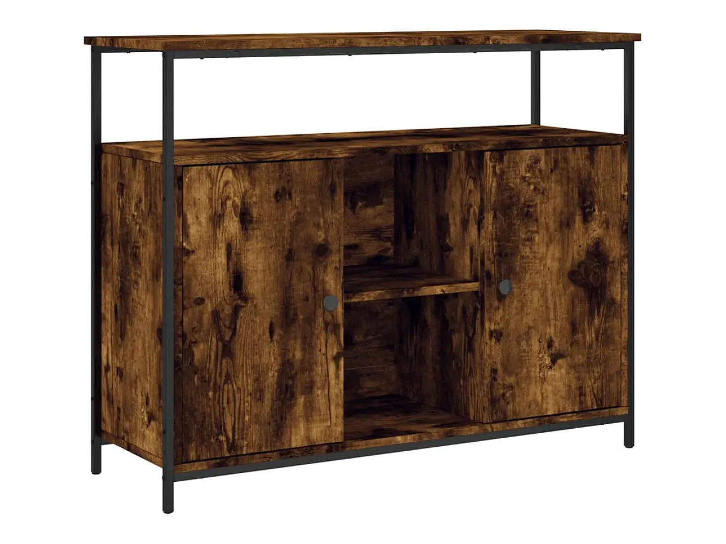 Aparador de roble ahumado 100x35x80 cm madera de ingeniería