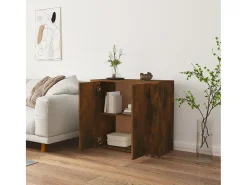 Aparador de roble ahumado 80x33x70 cm Madera de ingeniería