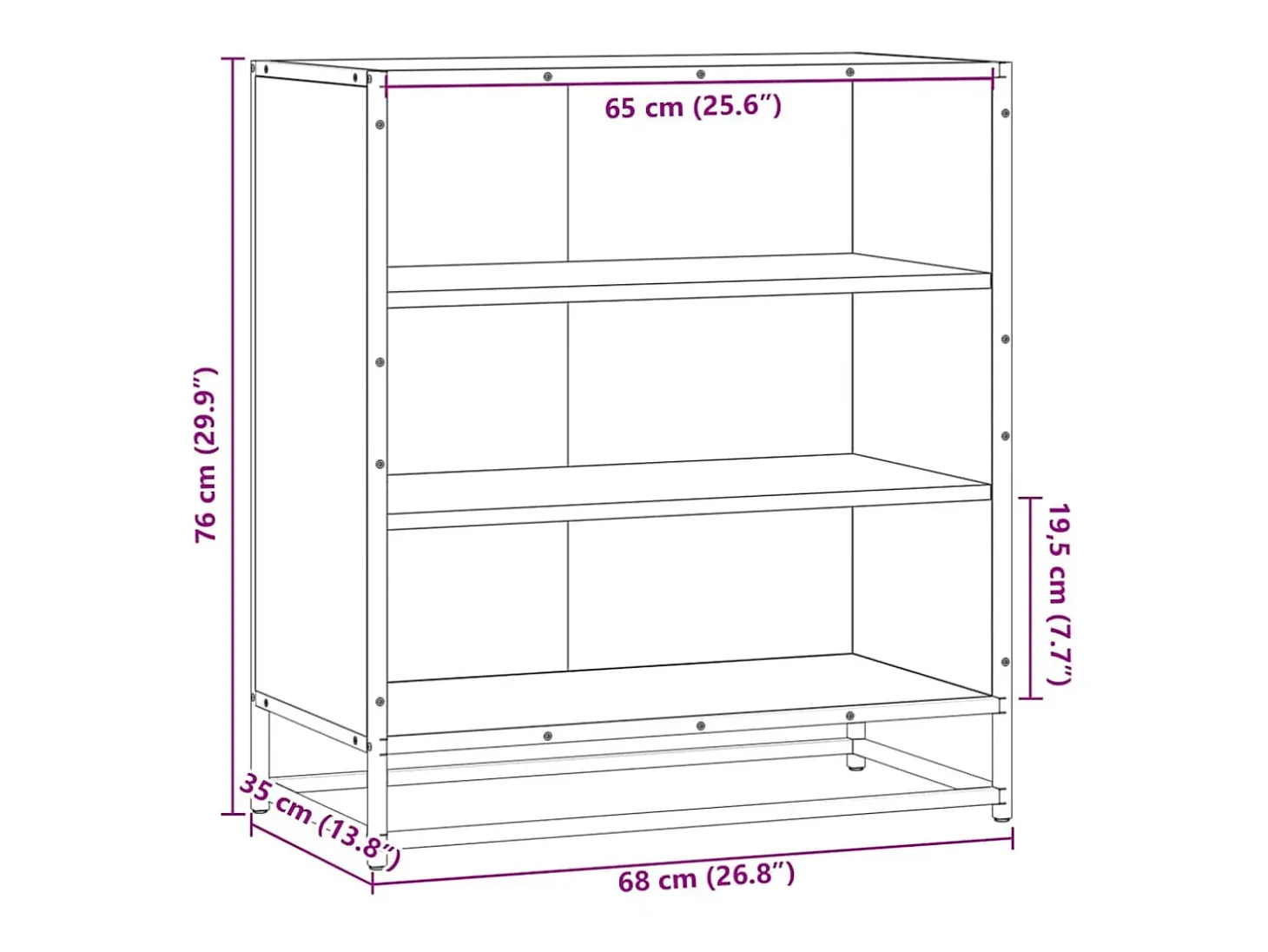Aparador de roble ahumado 68x35x76 cm madera contrachapada y metal