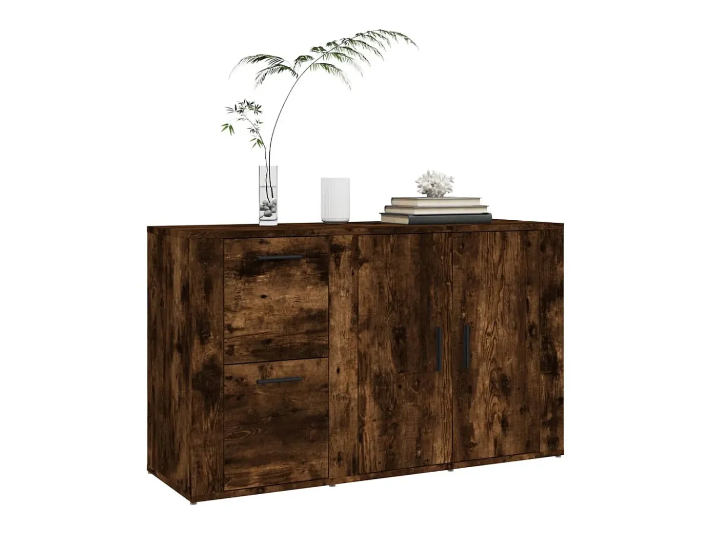 Aparador de roble ahumado 100x33x59,5 cm Madera de ingeniería