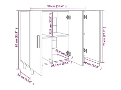 Aparador de roble ahumado 90x34x80 cm madera de ingeniería