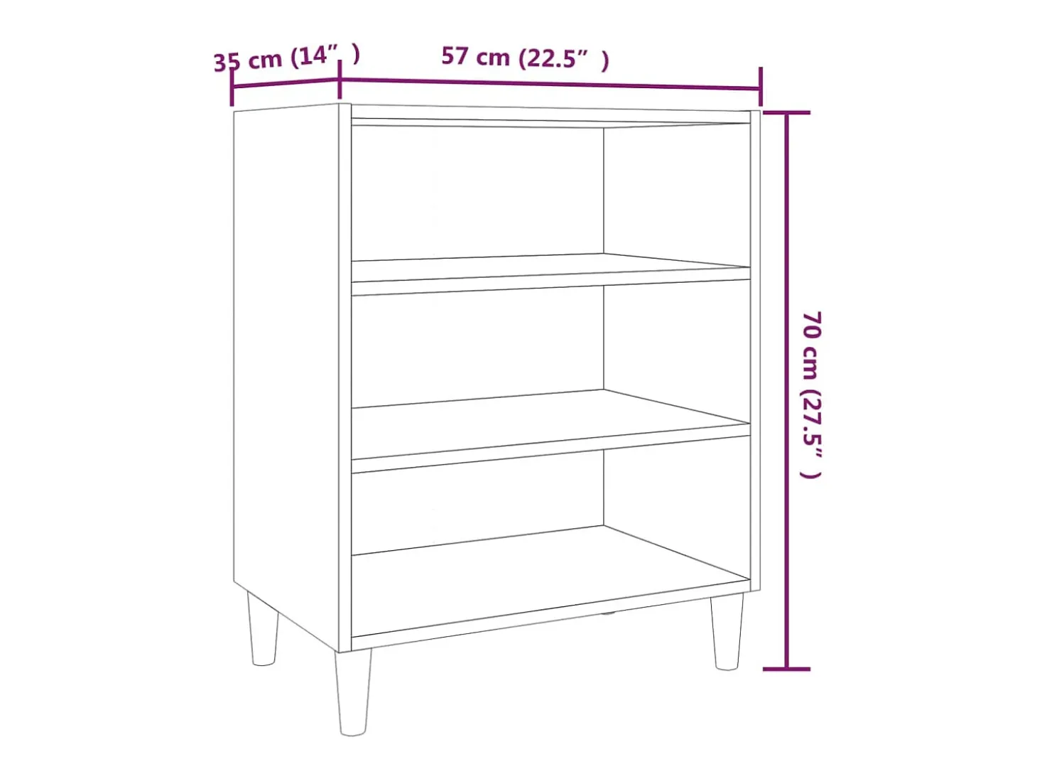 Aparador de roble ahumado 57x35x70 cm madera de ingeniería