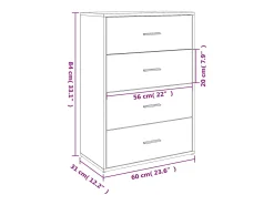 Aparador de roble ahumado 60x31x84 cm madera de ingeniería