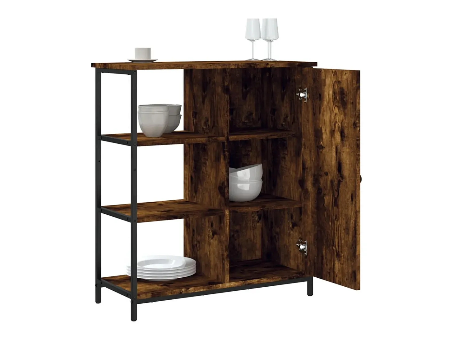 Aparador de roble ahumado 70x30x80 cm madera de ingeniería